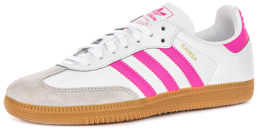 Adidas Samba OG J In White Pink For Youth