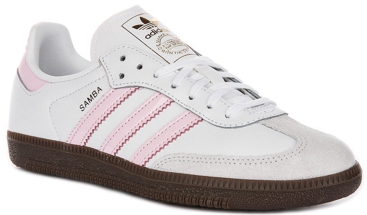 Adidas Samba OG J In White Pink For Youth