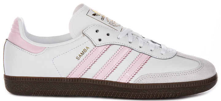 Adidas Samba OG J In White Pink For Youth