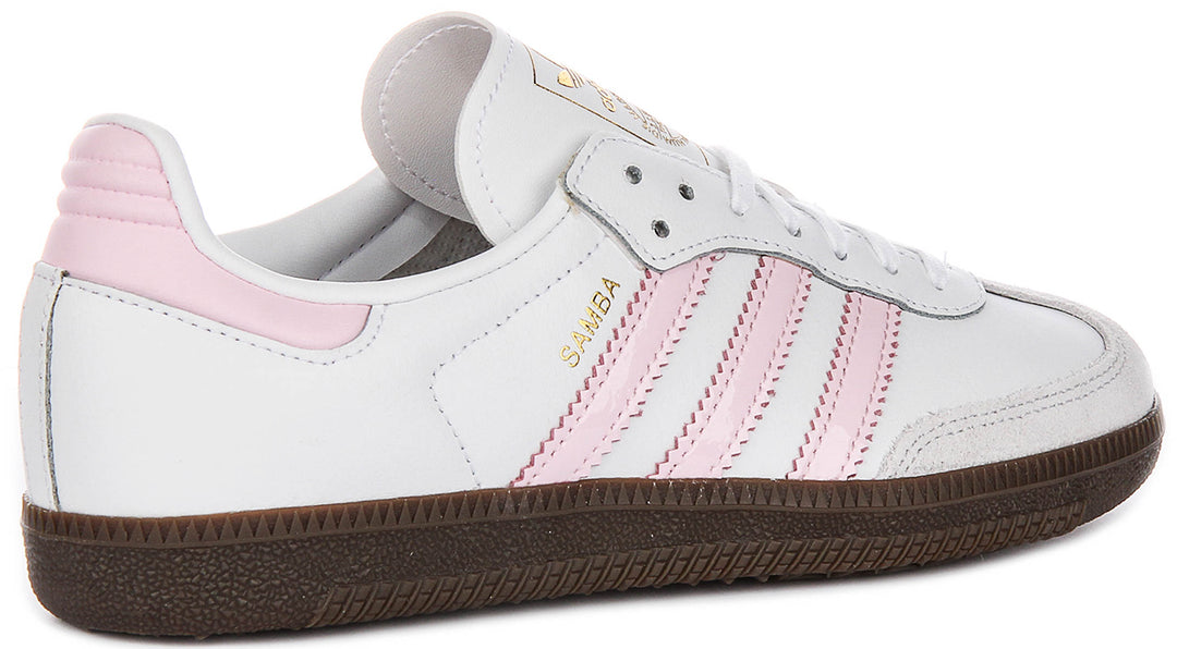 Adidas Samba OG J In White Pink For Youth