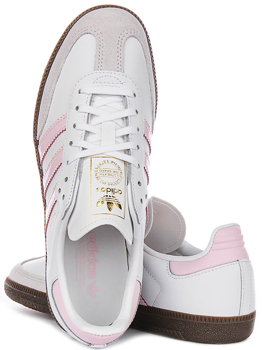 Adidas Samba OG J In White Pink For Youth