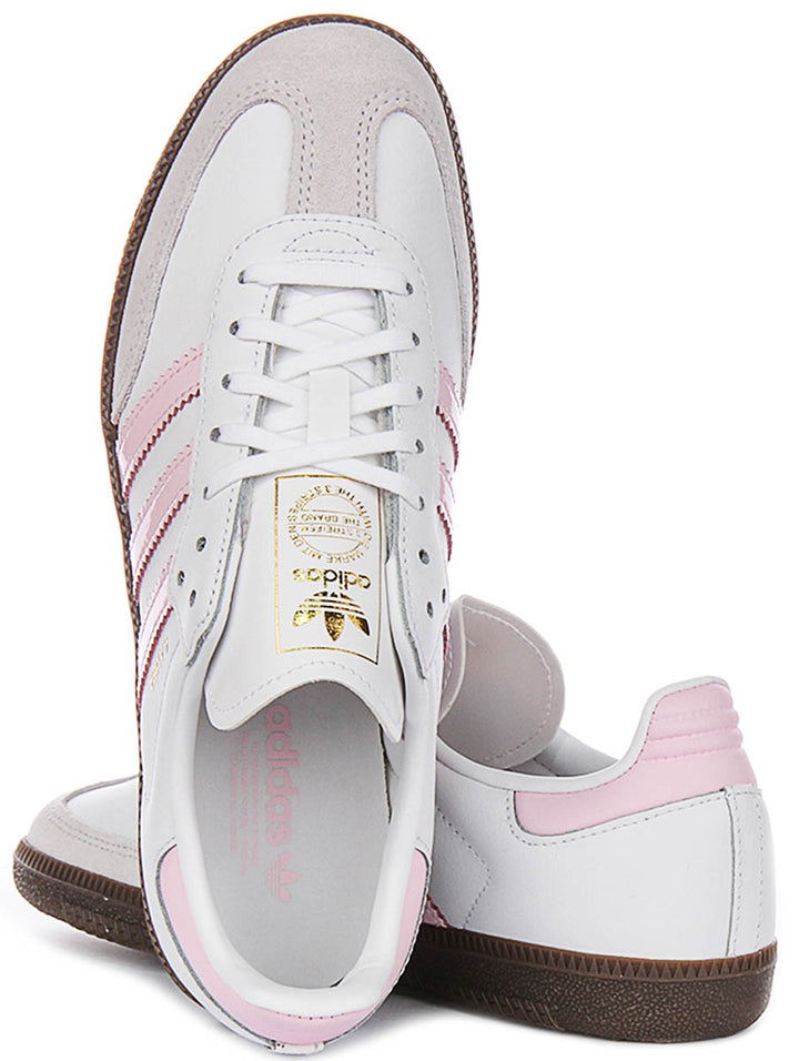 Adidas Samba OG J In White Pink For Youth