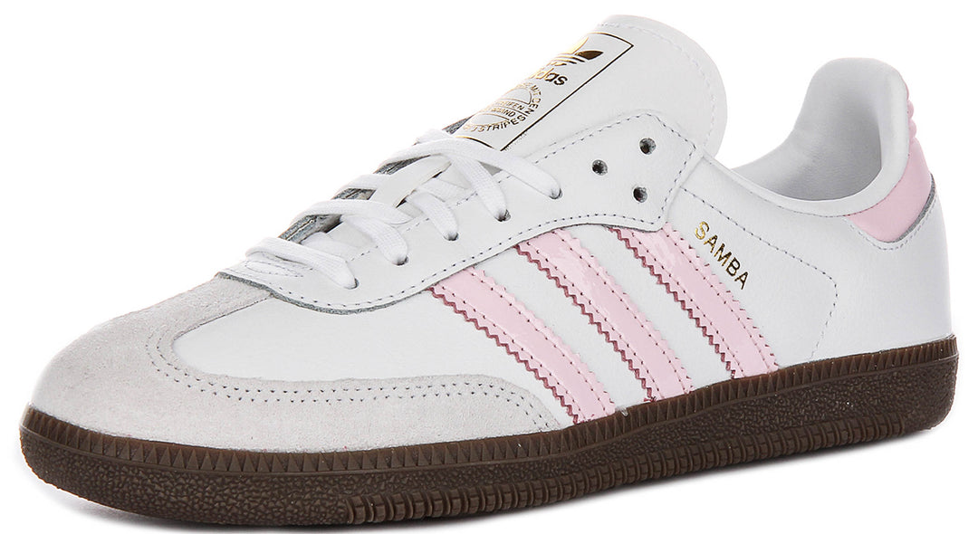 Adidas Samba OG J In White Pink For Youth