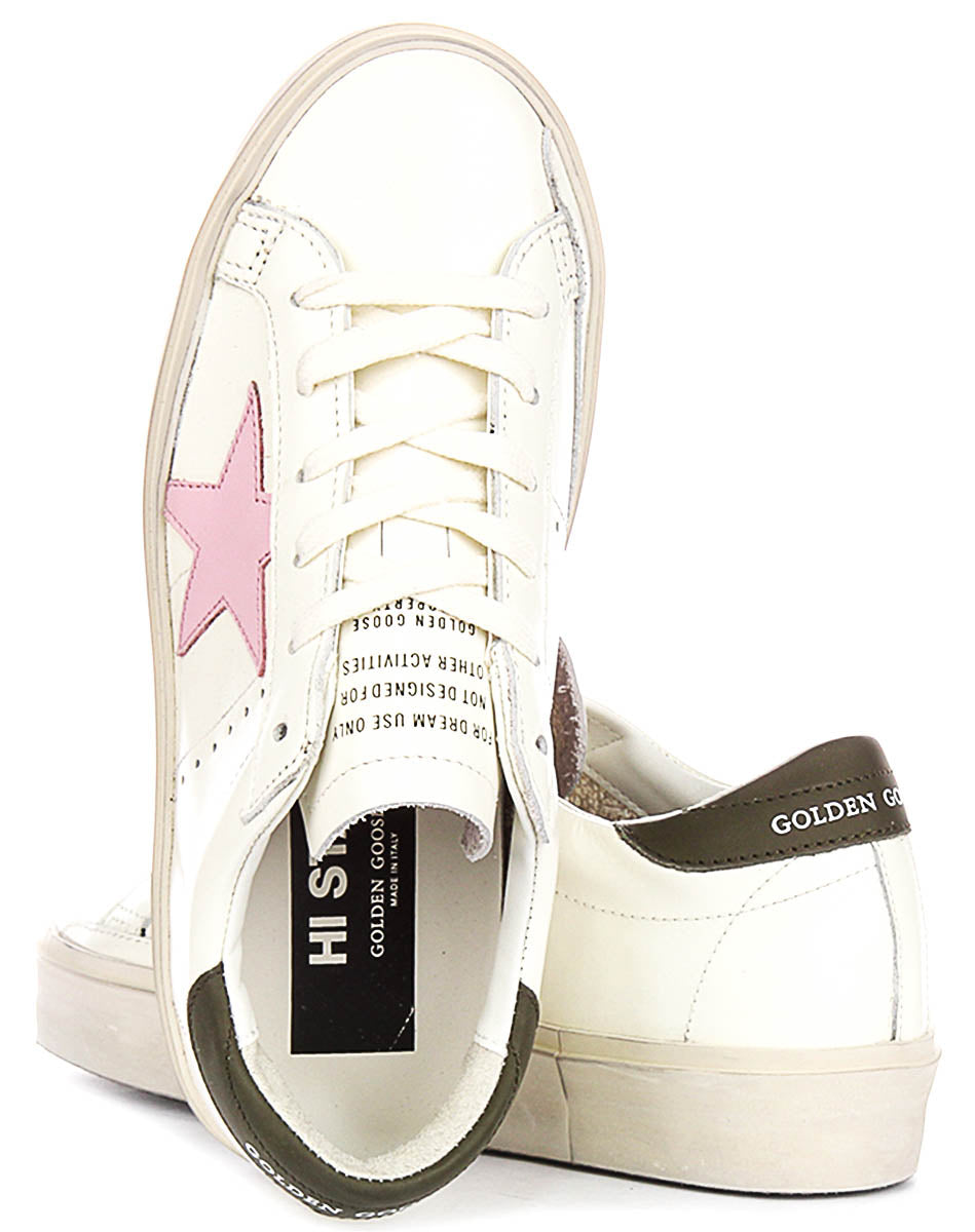 Golden Goose Hi Star In White Pink For Women