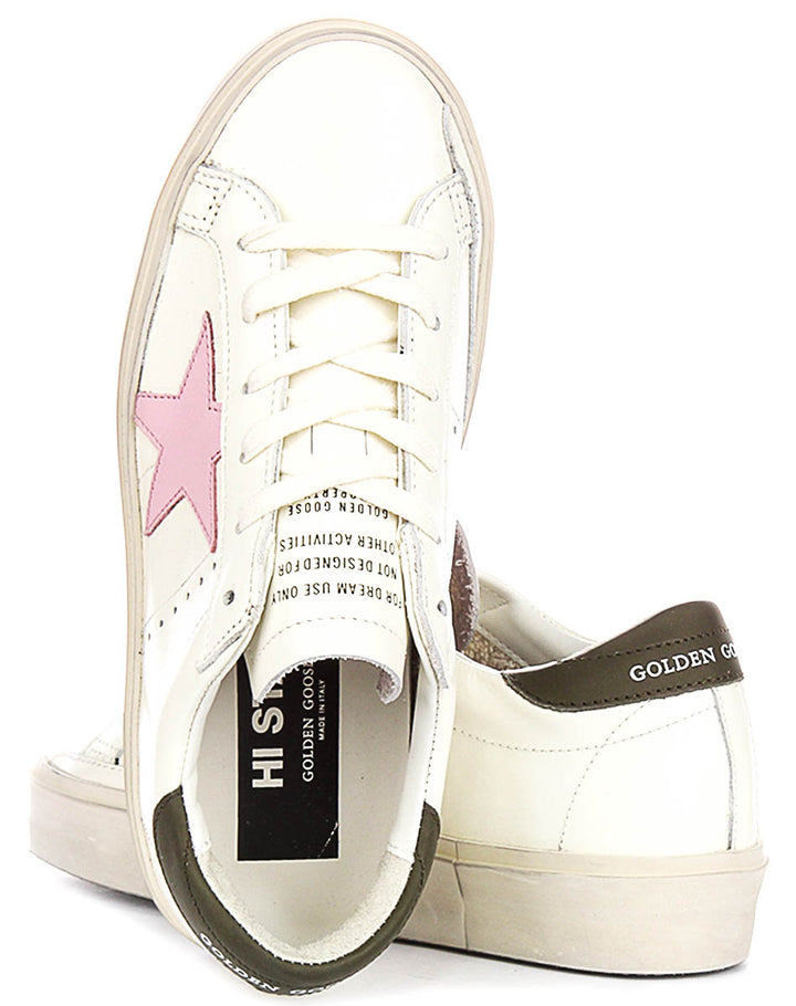 Golden Goose Hi Star In White Pink For Women