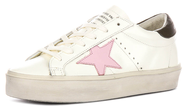 Golden Goose Hi Star In White Pink For Women