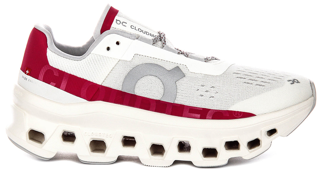 On Running Cloudmonster In White Pink For Women