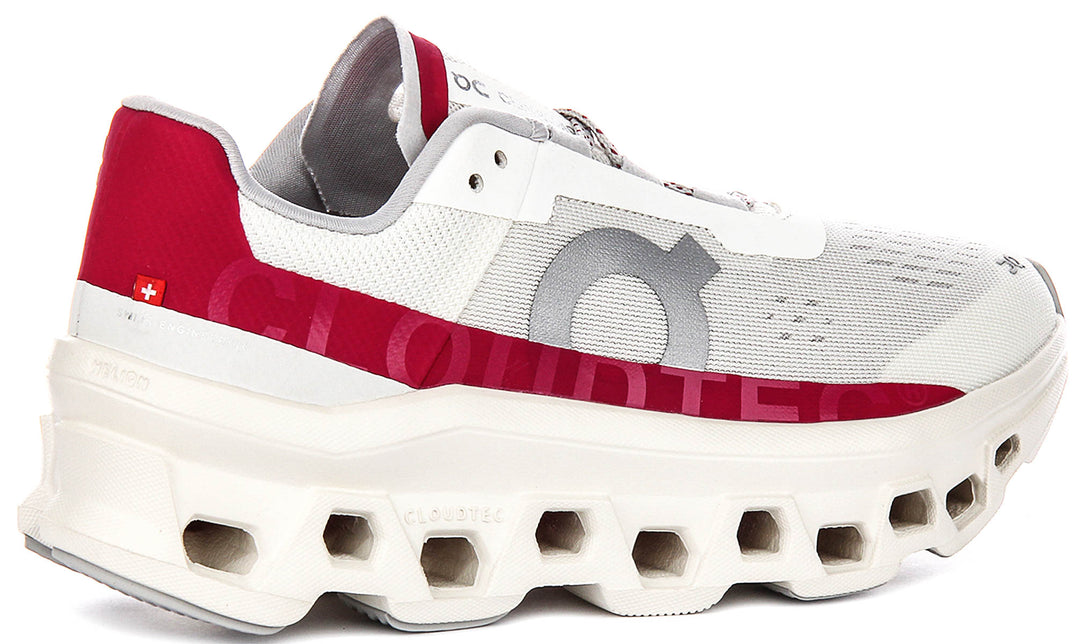 On Running Cloudmonster In White Pink For Women