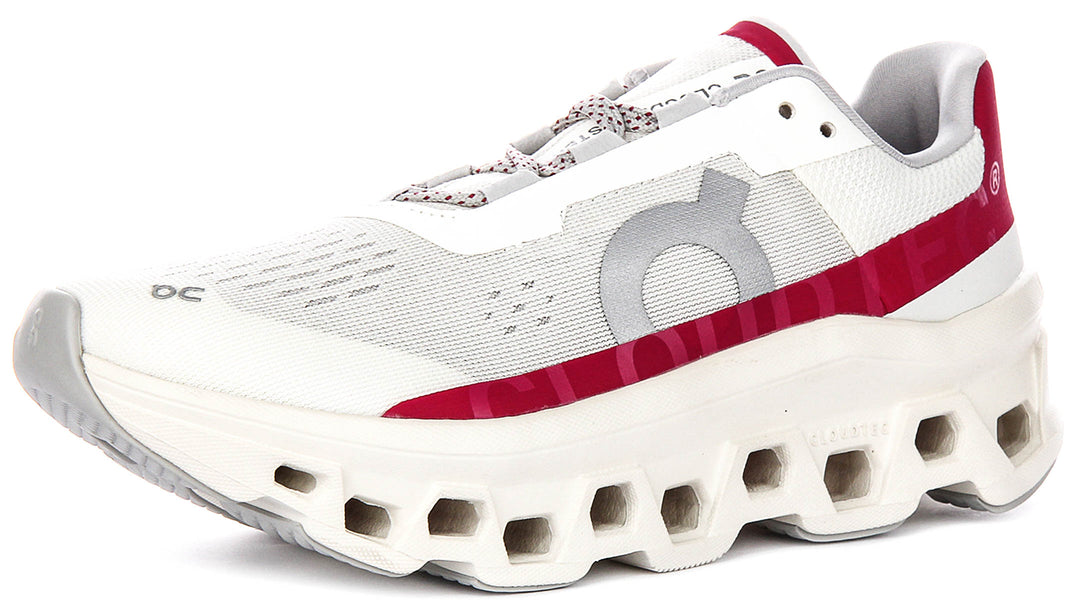 On Running Cloudmonster In White Pink For Women