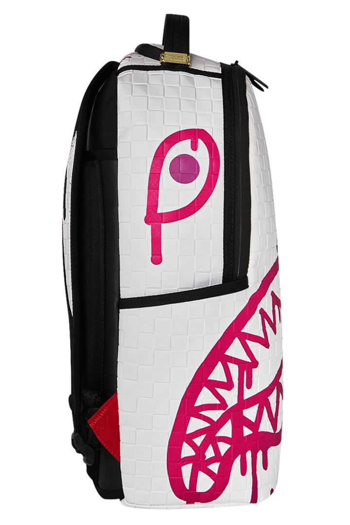 Sprayground Crash Graff Turbo Backpack In White Pink