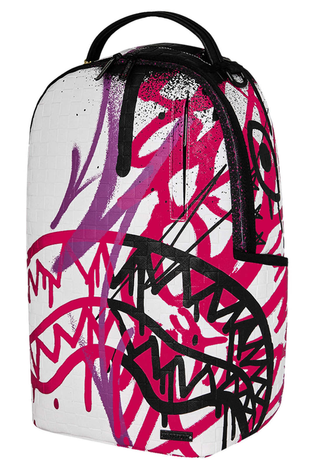 Sprayground Crash Graff Turbo Backpack In White Pink
