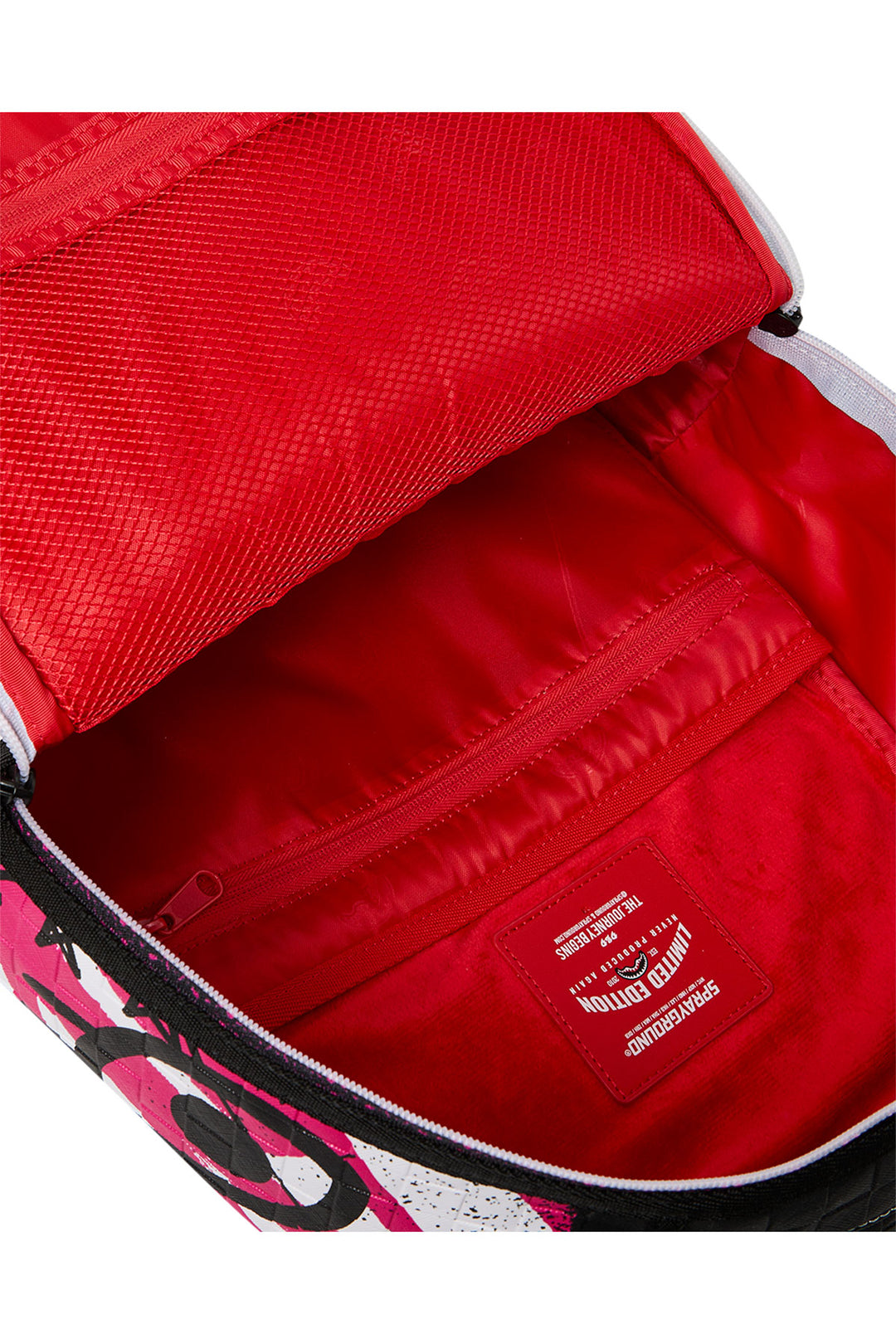 Sprayground Crash Graff Turbo Backpack In White Pink