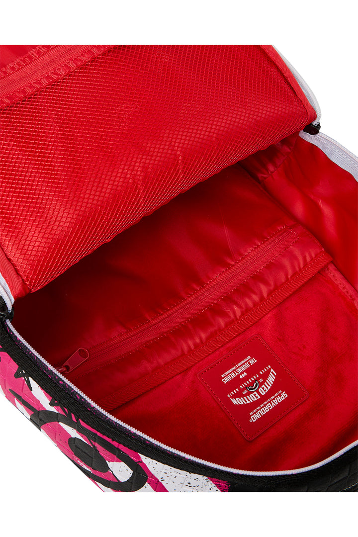 Sprayground Crash Graff Turbo Backpack In White Pink
