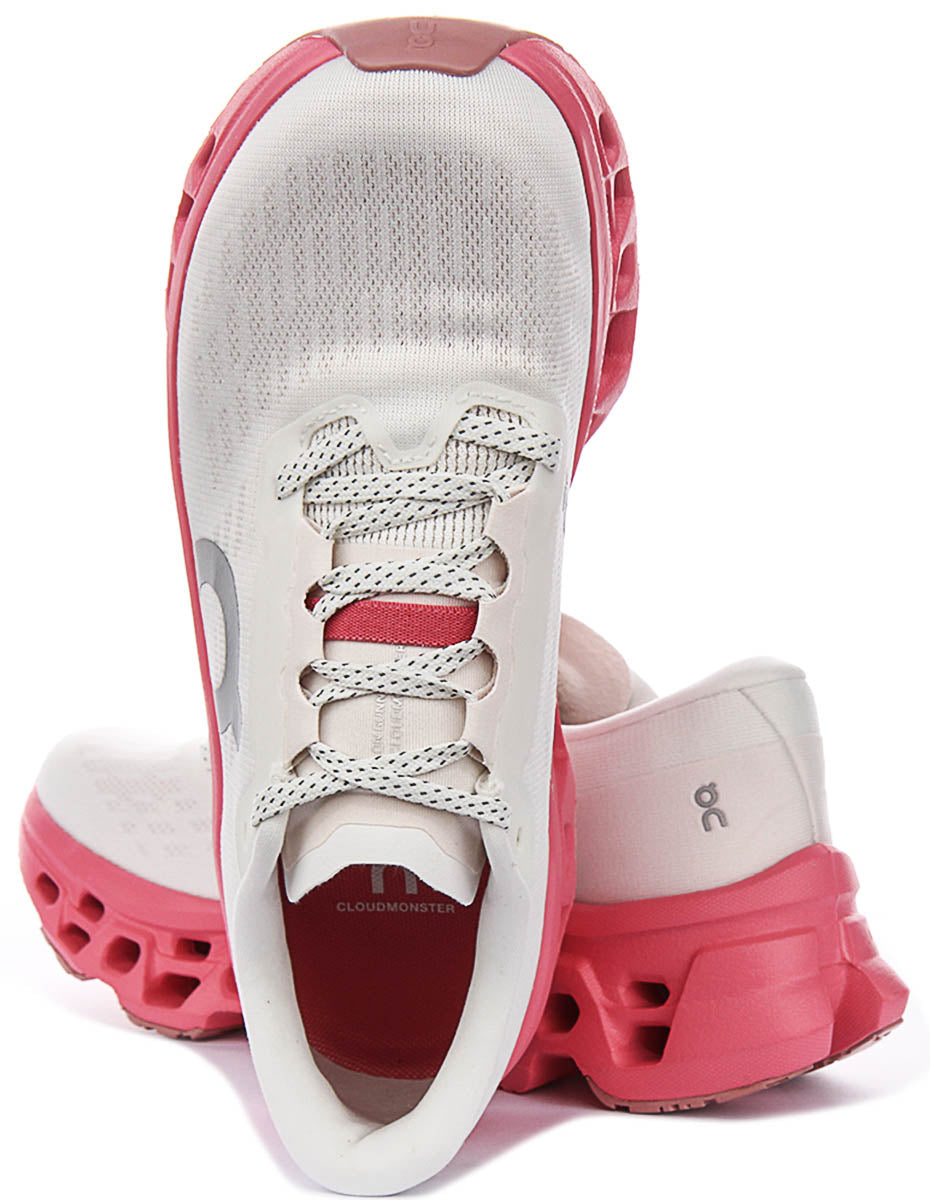 On Running Cloudmonster 3 In White Pink For Women