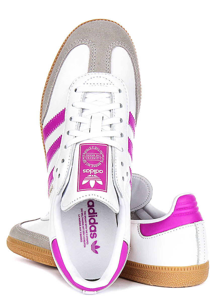 Adidas Samba White Purple For Youth | Lace up Trainers 4feetshoes Adidas Samba White Purple For Youth | Lace up Trainers 4feetshoes