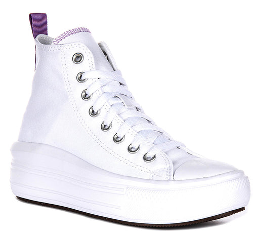 Converse All Star Move Hi A03667C In White Purple For Junior