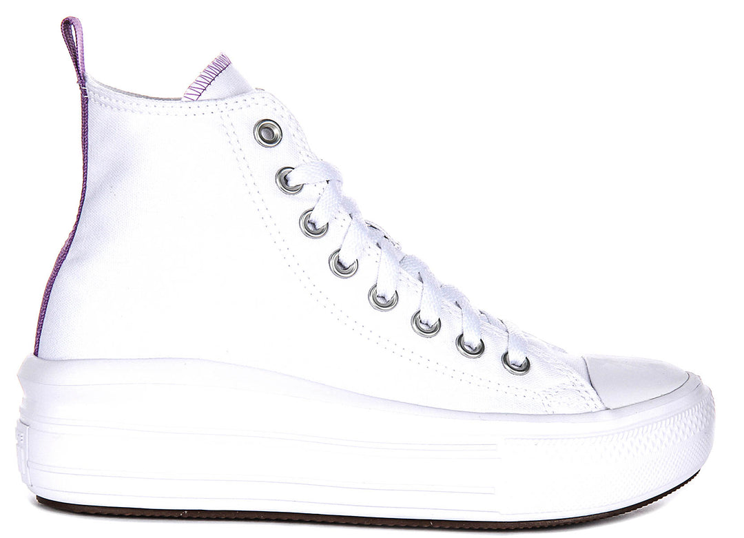 Converse All Star Move Hi A03667C In White Purple For Junior
