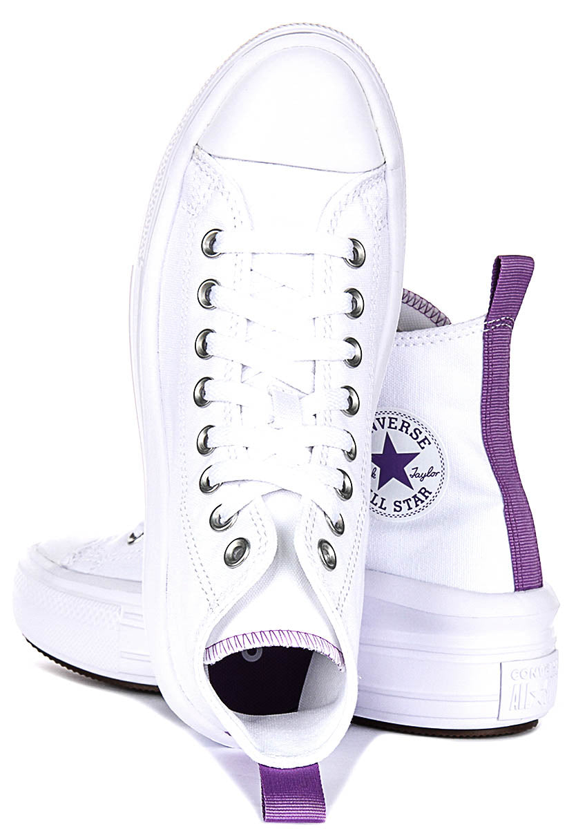 Converse All Star Move Hi A03667C In White Purple For Junior