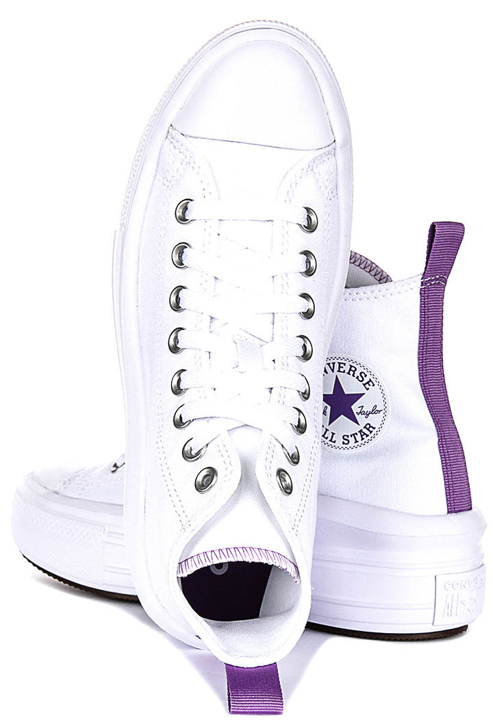 Converse All Star Move Hi A03667C In White Purple For Junior