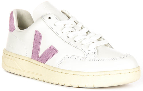 Veja V 12 Leather In White Purple For Women