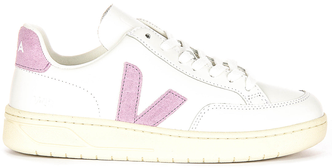 Veja V 12 Leather In White Purple For Women