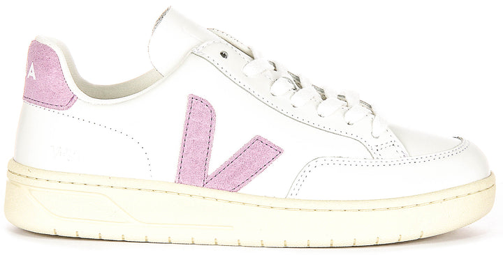 Veja V 12 Leather In White Purple For Women