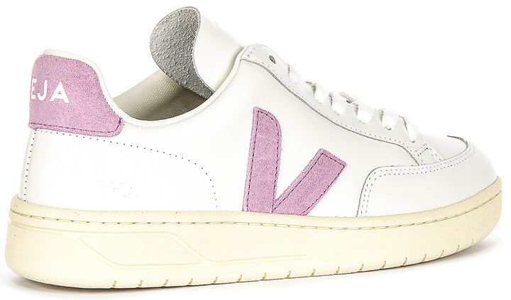 Veja V 12 Leather In White Purple For Women