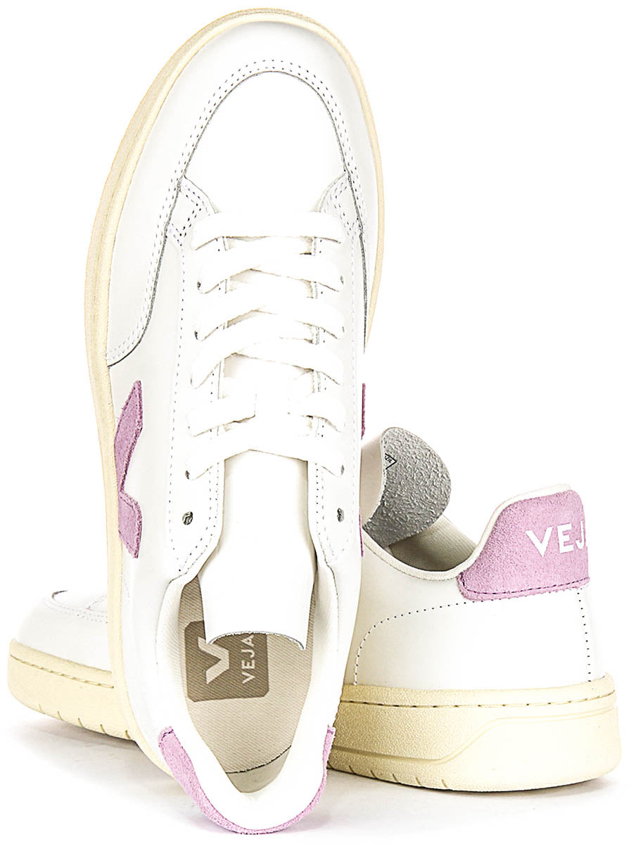 Veja V 12 Leather In White Purple For Women