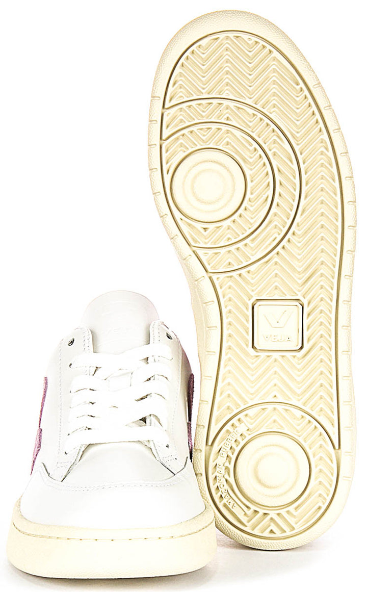 Veja V 12 Leather In White Purple For Women