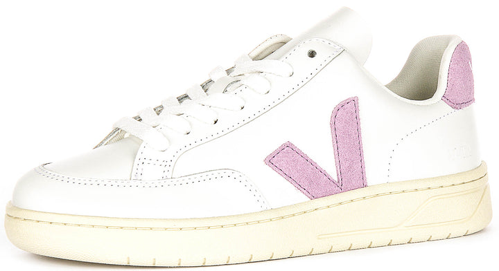 Veja V 12 Leather In White Purple For Women
