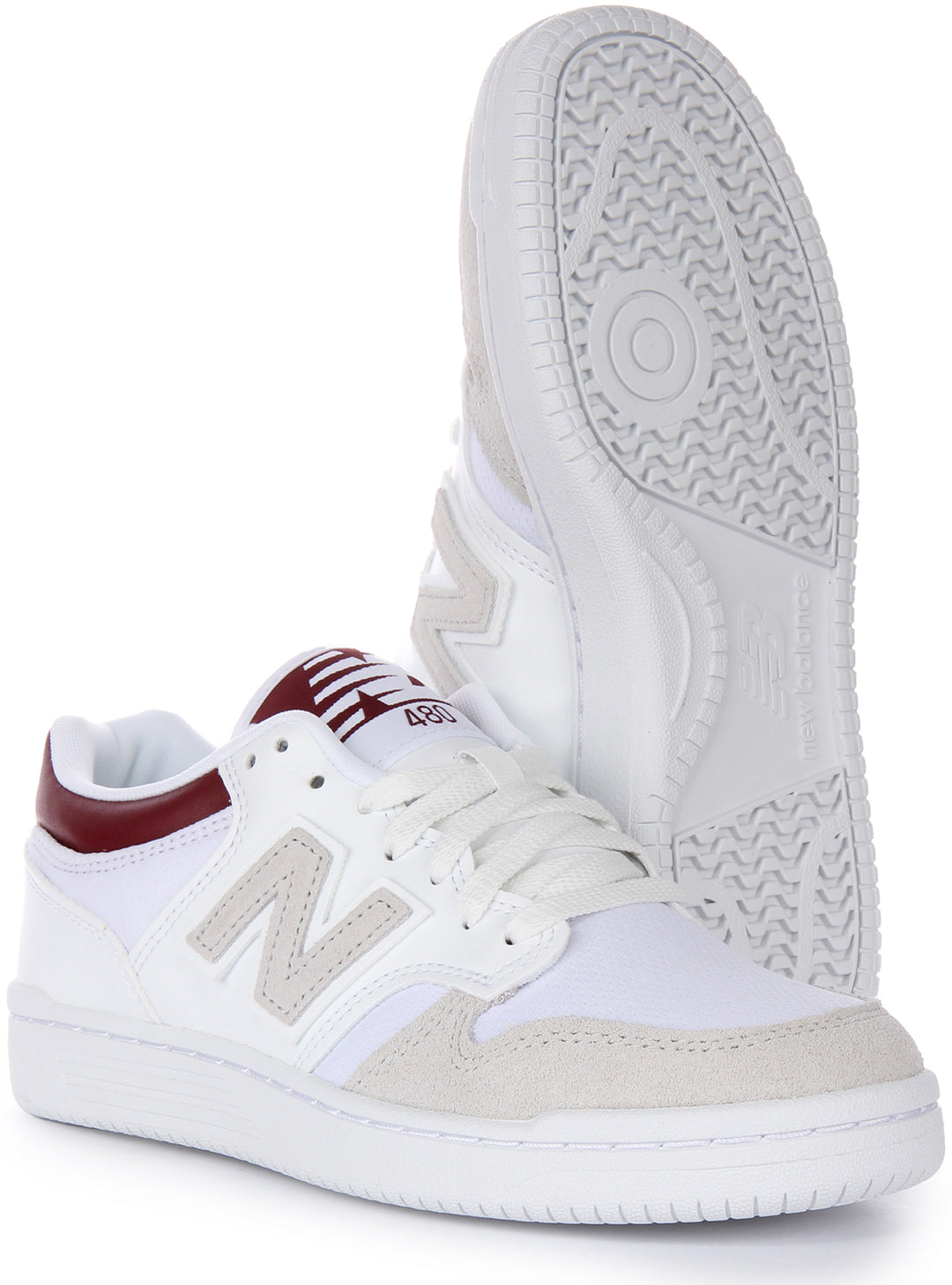 New Balance BB 480LKB In White Red For Men