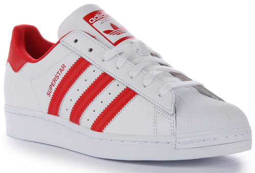 Baskets en cuir Adidas Superstar XLG pour hommes en blanc et rouge