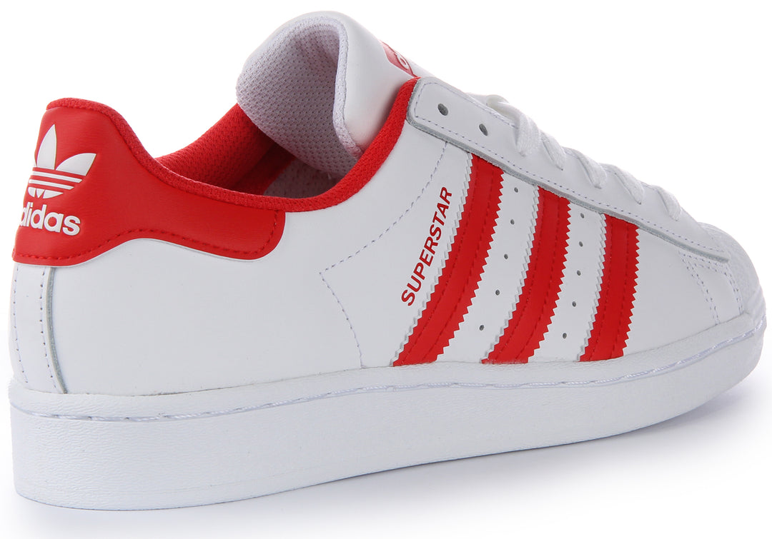 Baskets en cuir Adidas Superstar XLG pour hommes en blanc et rouge