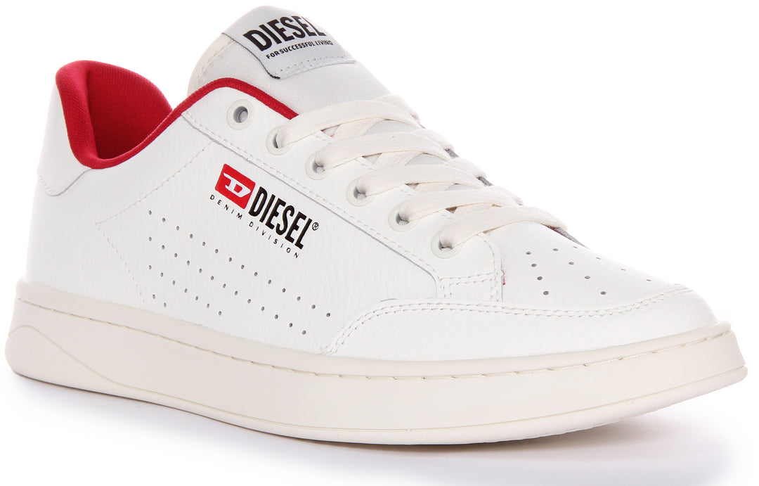 Diesel Sneaker in pelle liscia con dettaglio retrò SAthene VTG Detail Court per uomo in bianco rosso