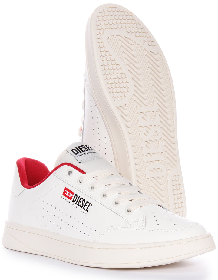 Diesel S-Athene Vintage Trainers In White Red For Men