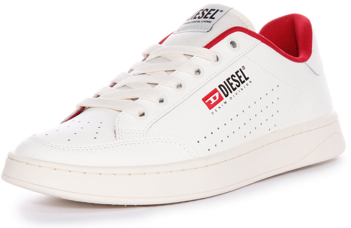 Diesel Sneaker in pelle liscia con dettaglio retrò SAthene VTG Detail Court per uomo in bianco rosso