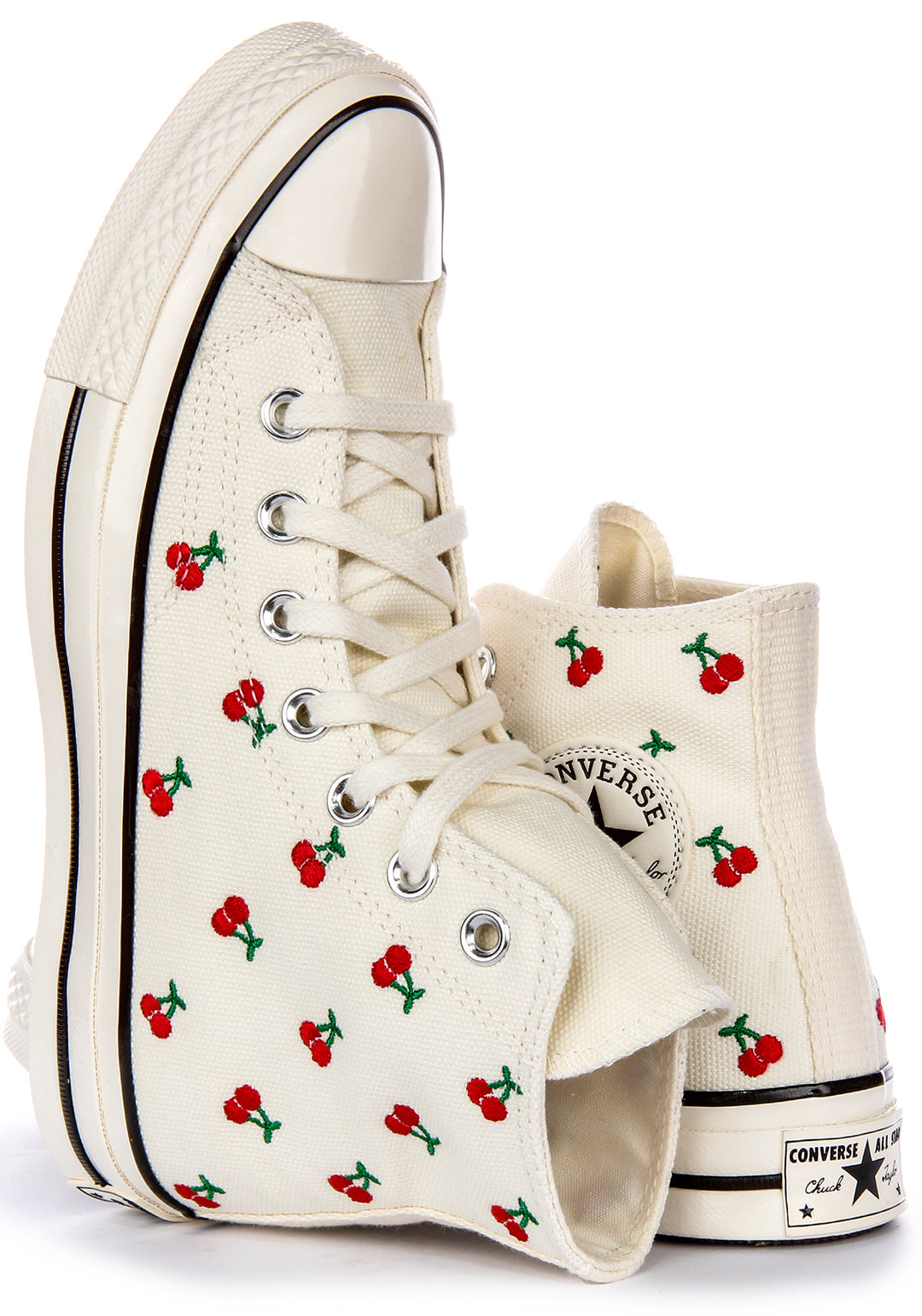 Converse Chuck 70 Cherry Embroidered Pr Zapatillas De Tela Para Mujer En Blanco Rojo