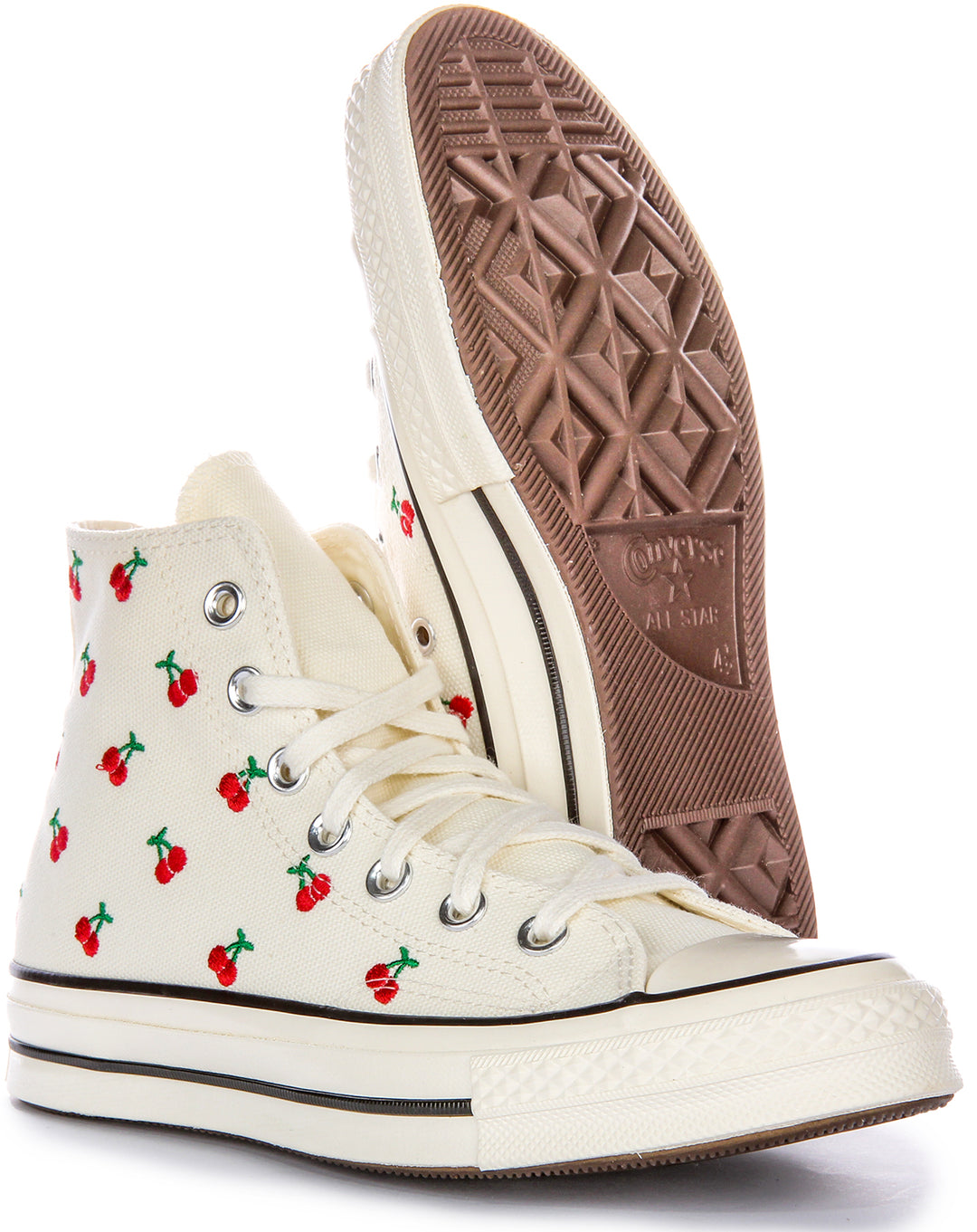 Converse Chuck 70 Cherry Embroidered Pr Zapatillas De Tela Para Mujer En Blanco Rojo