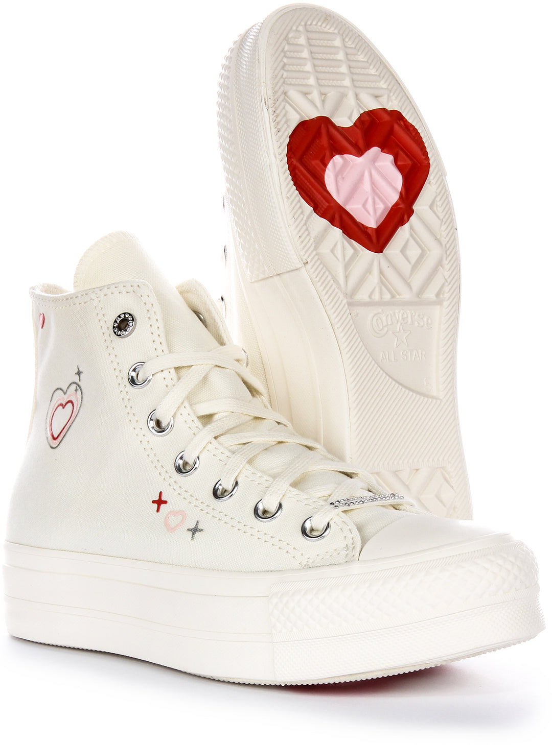 Converse A09114C All Star Lift Platform Y2K In White Red For Women