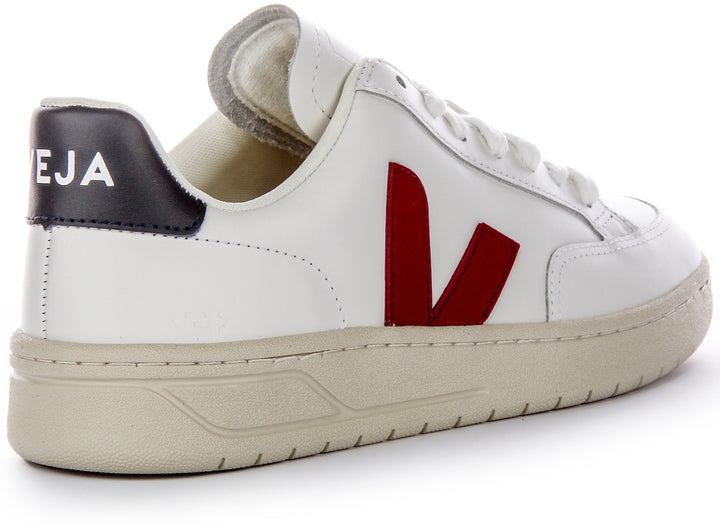 Veja V 12 Leather In White Red For Women