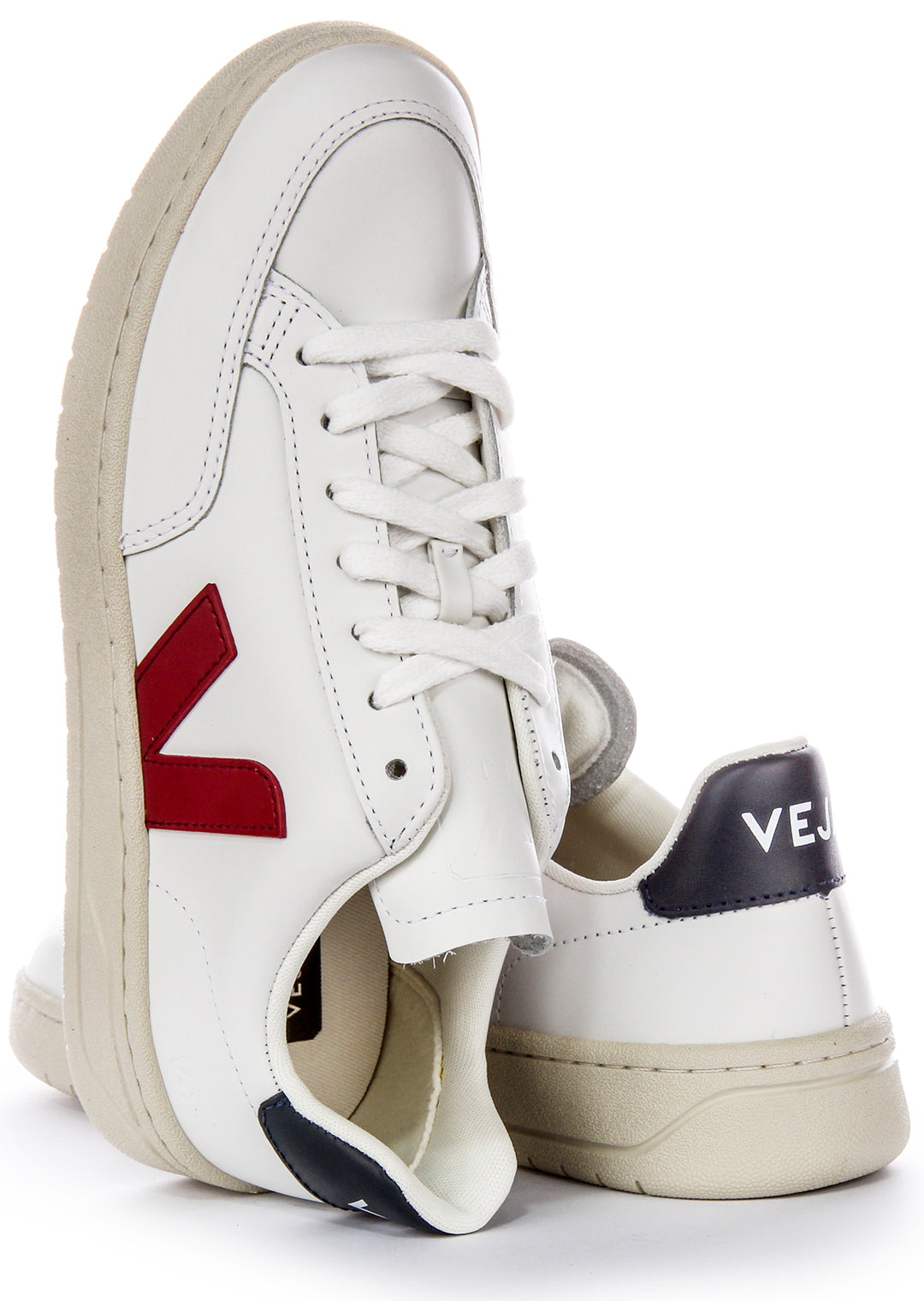 Veja V 12 Leather In White Red For Women