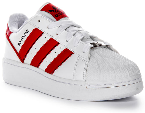 Adidas Superstar XLG In White Red For Youth Retro Bold Logo Platform 4feetshoes