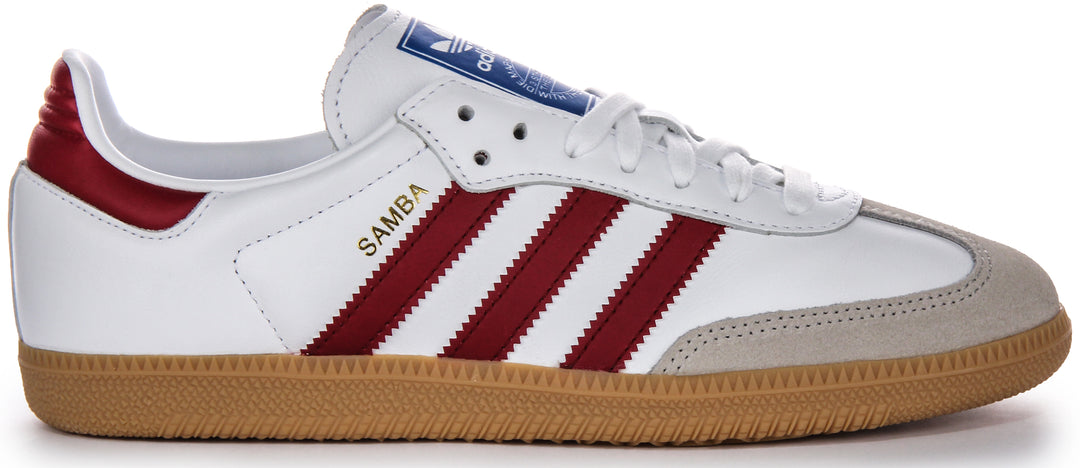 Adidas Samba Og 3 Streifen Retro Kontrast 70er Ledersneaker in Weiß Rot