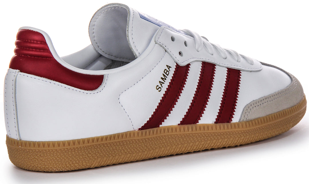 Adidas Samba Og 3 Streifen Retro Kontrast 70er Ledersneaker in Weiß Rot