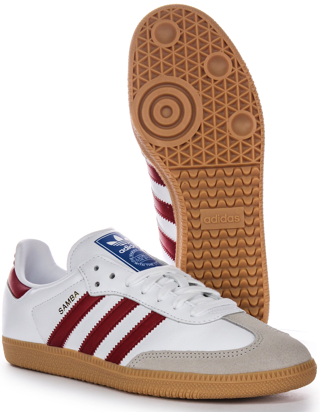 Adidas Samba Og 3 Streifen Retro Kontrast 70er Ledersneaker in Weiß Rot