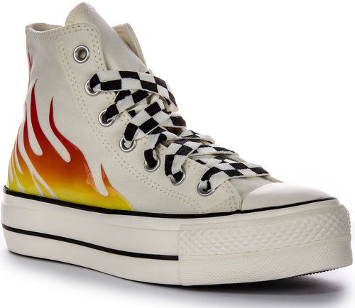 Converse All Star Lift A07892C In White Red Flame