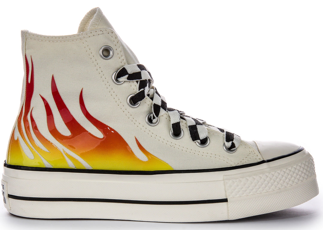 Converse All Star Lift A07892C In White Red Flame