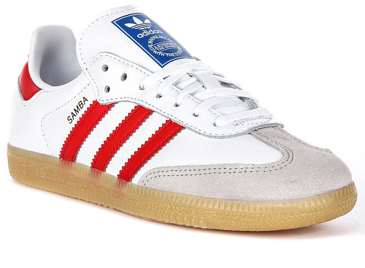 Adidas Samba OG J In White Red For Youth