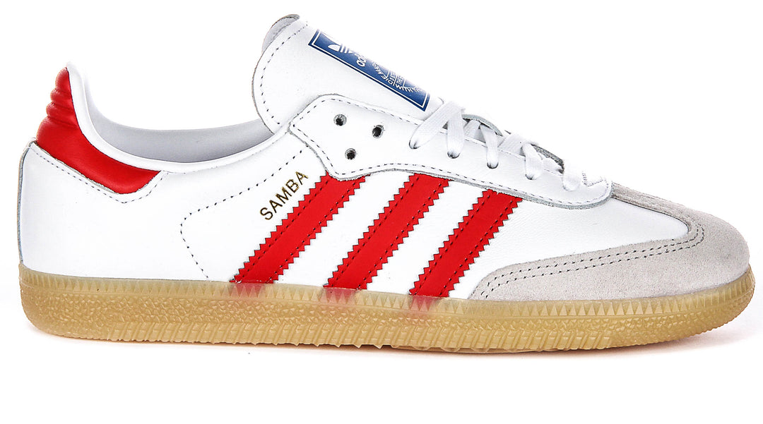 Adidas Samba OG In White Red For Youth Lace up Trainers – 4feetshoes