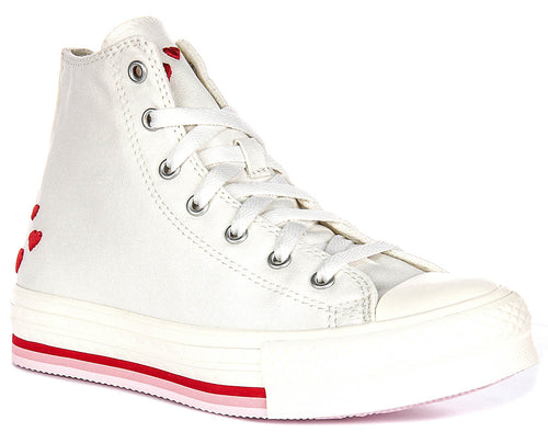 Converse All Star Lift A10716C In White Red For Junior